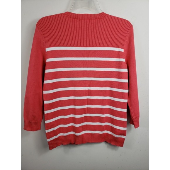 Womens Ralph Lauren Medium Sweater Striped White Pink w/ Cotton Stretch - Picture 8 of 11